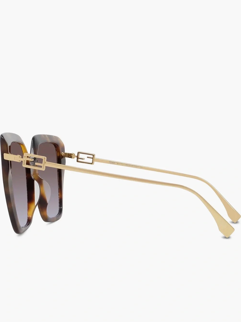 Fendi Brown Tortoise Square Sunglasses with Gold Temples